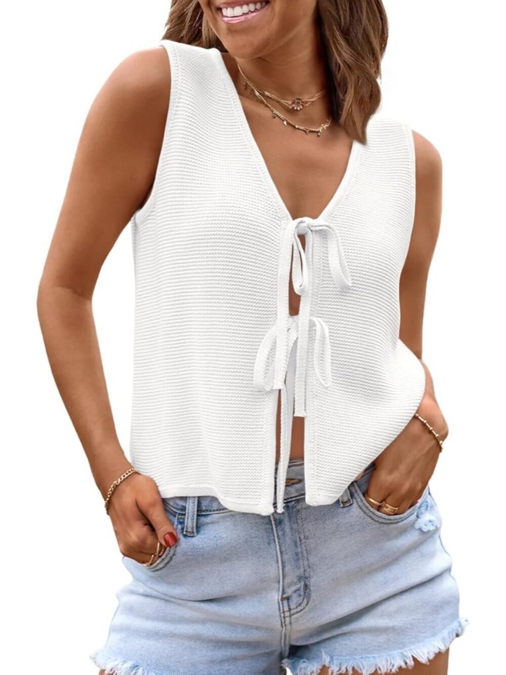 Women's White Summer Tops Beach Vacation Spring Outfits Cute Trendy Sweater